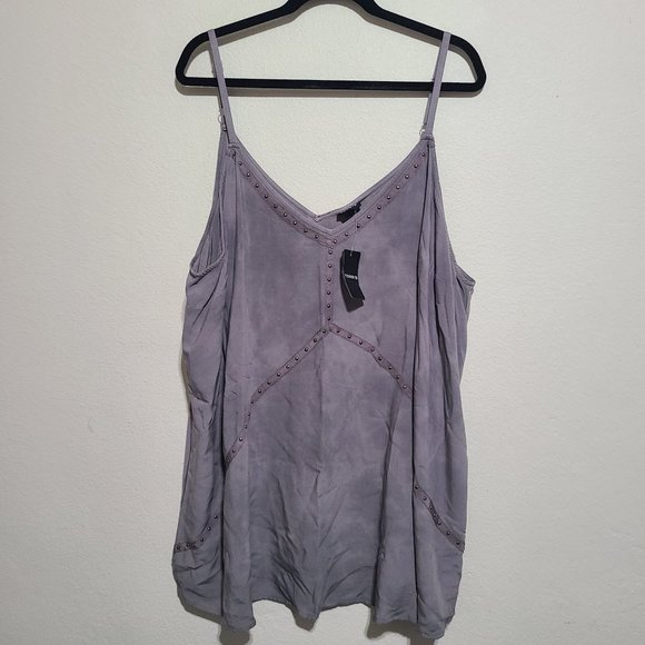 Torrid Challis V Neck Studded Swing Cami Top Plus Size 4X Gray - Picture 1 of 5